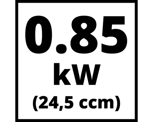 Leistungsschild mit Angaben zu 0,85 Kilowatt und 24,5 Kubikzentimeter