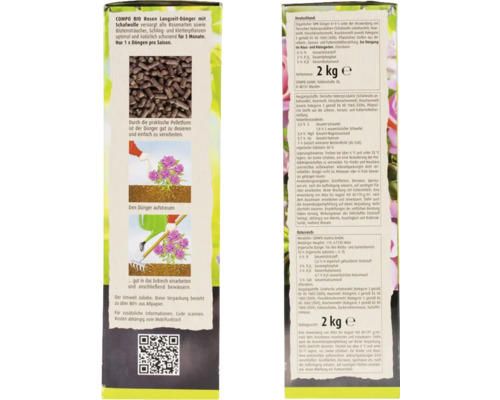 COMPO BIO Rosendünger mit Schafwolle, 2 Kilogramm Packung