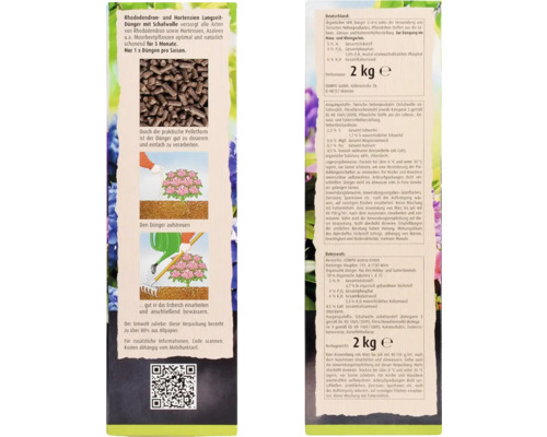 Rhododendron und Hortensiendünger mit Schafwolle in einer 2 Kilogramm Packung.