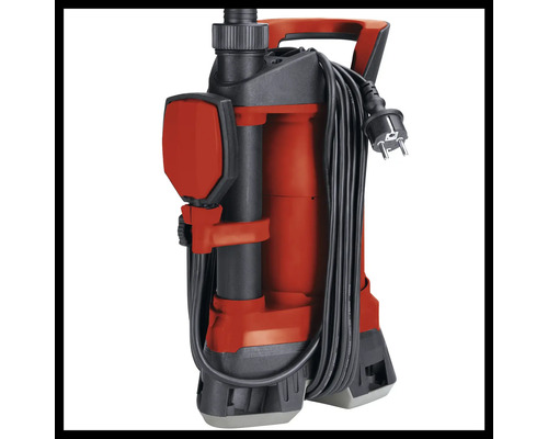 Rote und schwarze Schmutzwasserpumpe mit Kabel