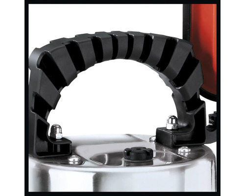 Detailansicht eines tragbaren Nass Trockensaugers mit Tragegriff.