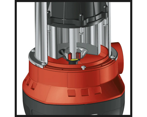Schnittansicht einer Tauchpumpe, die innere Komponenten zeigt