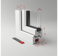 Kellerfenster ARON Basic Kunststoff weiß 800x400 mm DIN Links-thumb-3