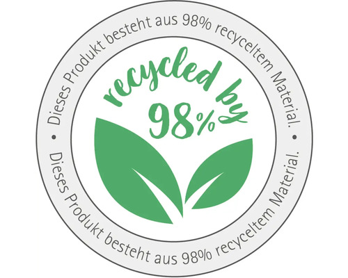 Dieses Produkt besteht aus 98 Prozent recyceltem Material Siegel