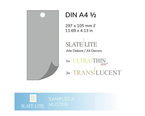 Slate Lite Muster im Format DIN A4 halbiert mit Größenangabe