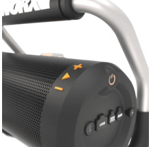 Worx Bluetooth Baustellenradio Nahansicht der Bedienelemente und Anschlüsse