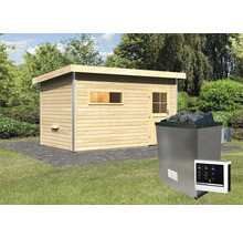Saunahaus Topas 3 inkl.9kW Ofen u.ext.Steuerung mit Vorraum und bronzierter Ganzglastüre