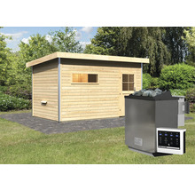 Saunahaus Topas 3 inkl.9kW Bio Ofen u.ext.Steuerung mit Vorraum und bronzierter Ganzglastüre