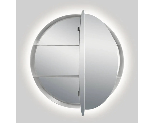 Runder Spiegelschrank mit Beleuchtung und Regalen