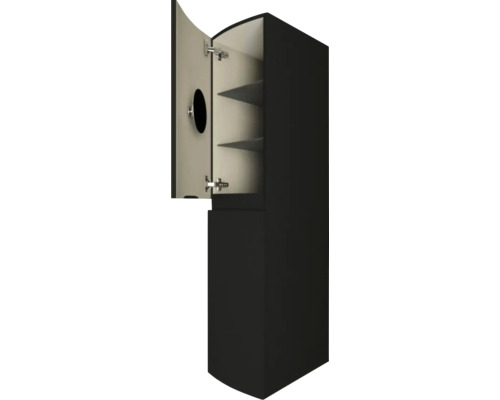 Schuhschrank mit offener Tür und Regalen