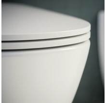 Nahaufnahme einer Toilette mit Toilettendeckel
