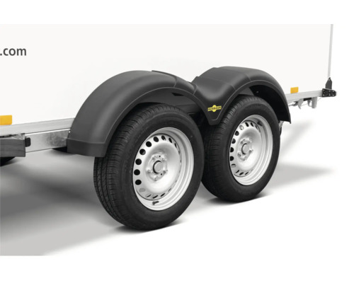 Humbaur Anhänger mit zwei Achsen, Rädern und Schutzblechen