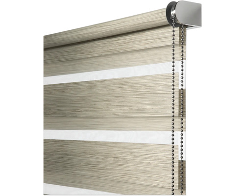 Fensterrollo mit horizontalen Streifen und Kettenzug