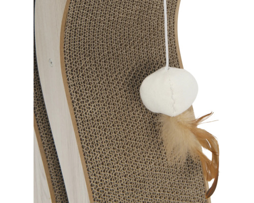 Katzenkratzbaum mit Spielzeugball und Federn