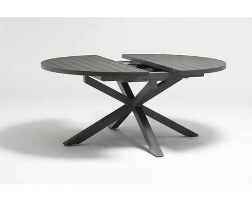 Ausziehbarer runder Gartentisch mit sternförmigem Untergestell