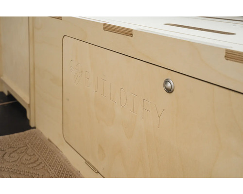 Detailansicht eines Buildify Möbelstücks aus Holz