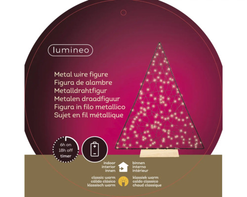 Lumineo Metalldrahtfigur mit Timerfunktion für den Innenbereich
