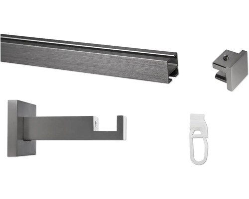 Gardinenstange mit Träger, Endstück und Gleiter