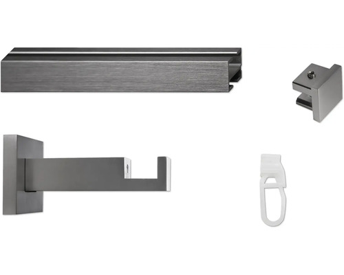 Gardinenstangenzubehör: Gardinenstange, Endstück, Träger und Gleiter