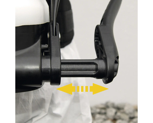 Detailaufnahme einer variablen Sprüherstange mit einstellbarer Düse