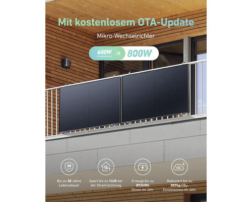 Balkonkraftwerk – Photovoltaik Modul Set Anker SOLIX RS40P 600W/800W inklusive Wechselrichter