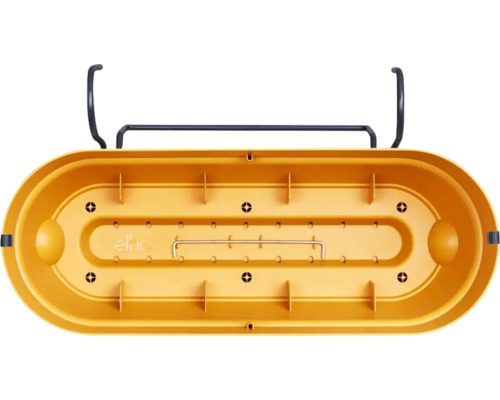 Gelber Balkonkasten mit Aufhängung für den Außenbereich