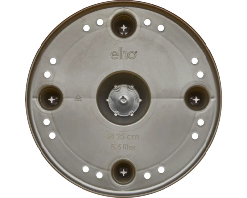 Elho Logo Pflanzgefäß Untersetzer mit 25 Zentimeter Durchmesser und 5,5 Liter Volumen