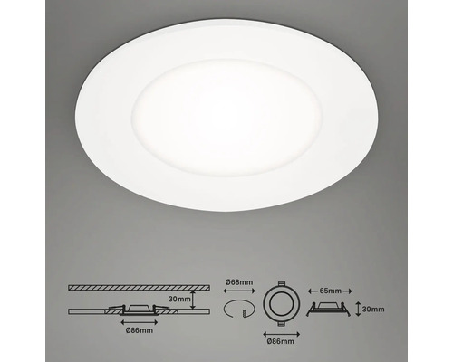 Runde Einbauleuchte mit Maßangaben