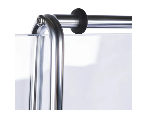 Detailansicht einer Duschkabinenbefestigung aus Metall