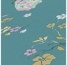 Vliestapete 38906-2 House of Turnowsky Pfau Blumen türkis gelb-thumb-5