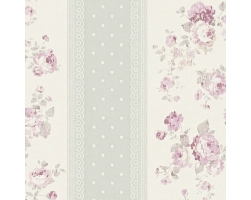 Tapete mit Rosenmuster und gepunktetem Streifen