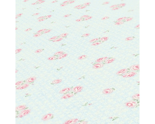 Nahaufnahme einer Tischdecke mit Rosenmuster