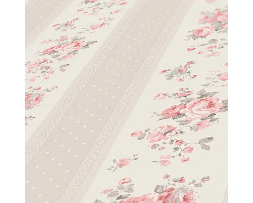 Tapete mit Rosenmuster und Streifen