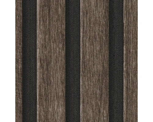 Nahaufnahme einer Akustikpaneelwand mit Holzoptik