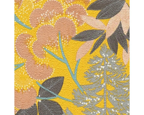 Tapete mit Blüten-, Blatt- und Baumdesign