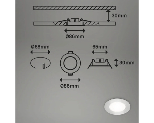 Technische Zeichnung einer Deckenleuchte mit Maßangaben