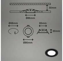 LED Einbauleuchten-Set 3-tlg IP65 3x3W 3x350 lm 4000 K schwarz Ø 8,6/6,8 cm 230V