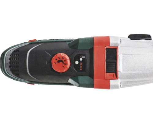 Detailansicht eines Elektrowerkzeugs mit Geschwindigkeitsregler und Netzsteckersymbol