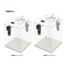 Zwei Aquael OptiBent Aquarien Sets mit Filter und Lampe