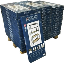 Palette mit mehreren verpackten Regalen