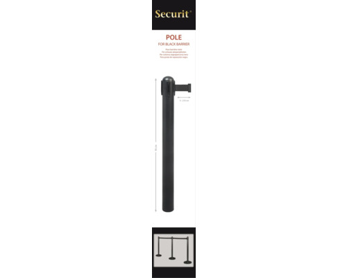 Securit Logo. Pfosten für Absperrungen mit einer Höhe von 95 Zentimeter und einer Breite von 21 Zentimeter.