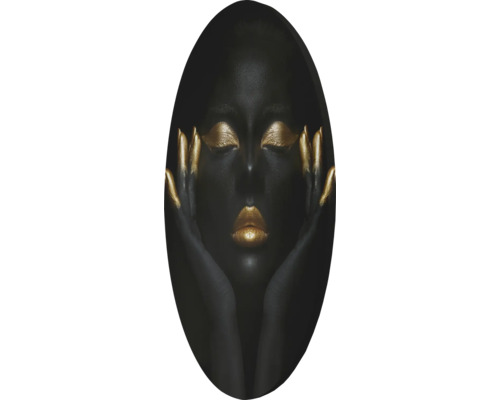 Dekoratives Wandbild mit Motiv einer Frau mit goldener Schminke