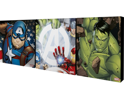 Dreiteiliges Wandbild mit Comicmotiven der Avengers