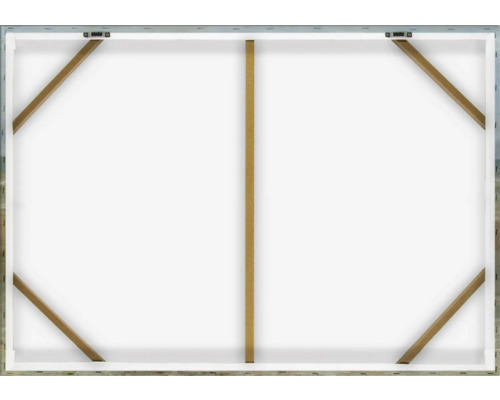 Rückseite einer Leinwand mit Holzrahmen und Aufhängung