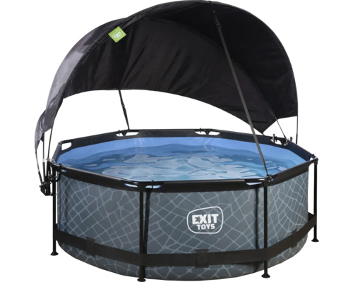 Runder Exit Toys Pool mit Sonnendach und Wasser gefüllt