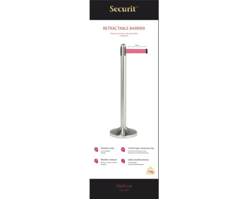 Absperrpfosten mit ausziehbarem Band, wetterfest und stabil