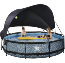 Familienpool mit Sonnenschutzdach und Stahlrahmen