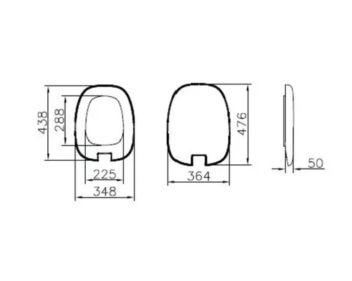 Technische Zeichnung eines WCs mit Maßen.