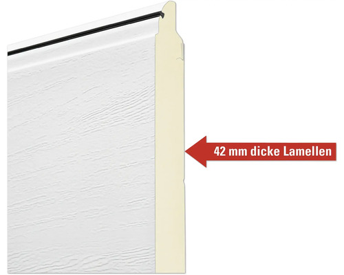 42 Millimeter dicke Lamellen einer Garagentor-Sektion