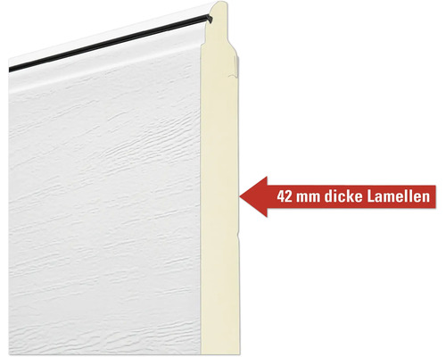 Schnittansicht eines Garagentors mit 42 Millimeter dicken Lamellen